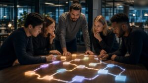 Ultra-photorealistic AI business featured image for How to Build a Product Roadmap Around AI SaaS Models