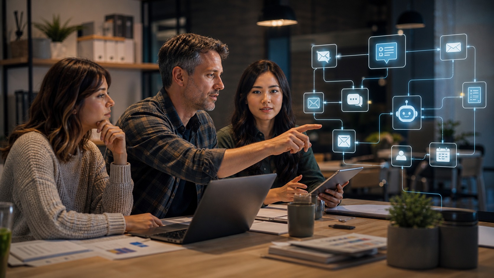 Photorealistic AI business featured image for AI Automation Strategy Explained: How Small Businesses Can Save Thousands