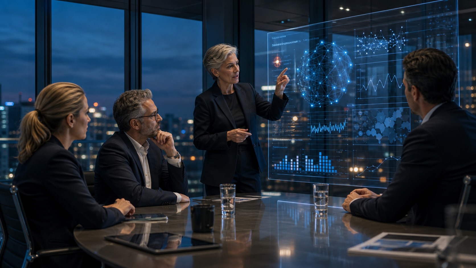 Photorealistic AI business featured image for AI Decision Intelligence Explained: How Executives Can Make Better Decisions