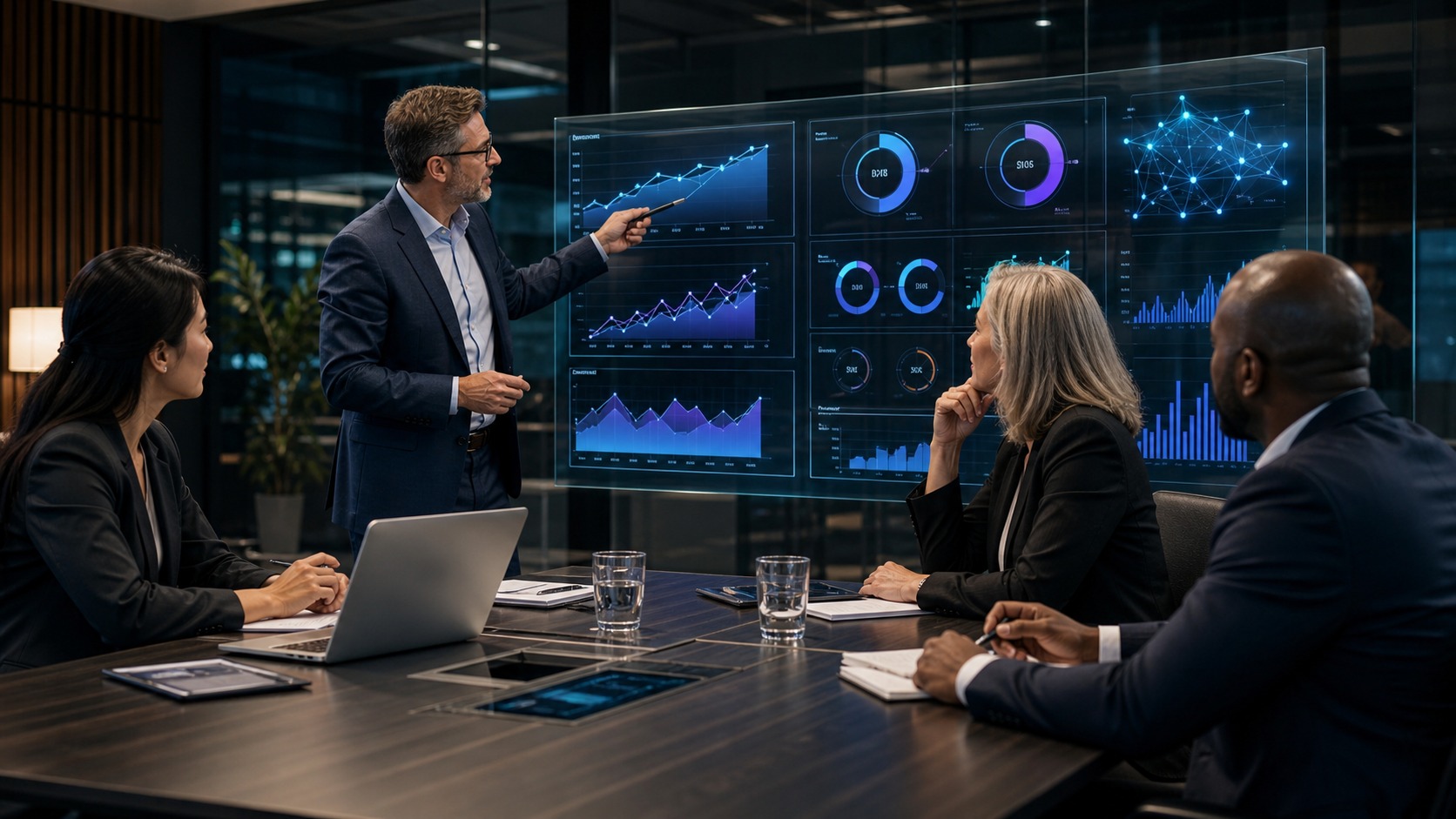 Photorealistic AI business featured image for AI Performance Metrics Explained: How Executives Can Measure ROI
