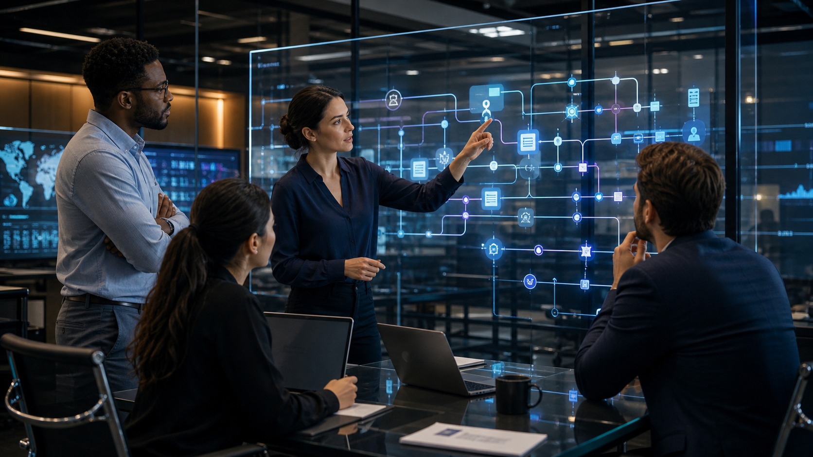 Photorealistic AI business featured image for AI Workflow Architecture Explained: How Operations Teams Can Save Time