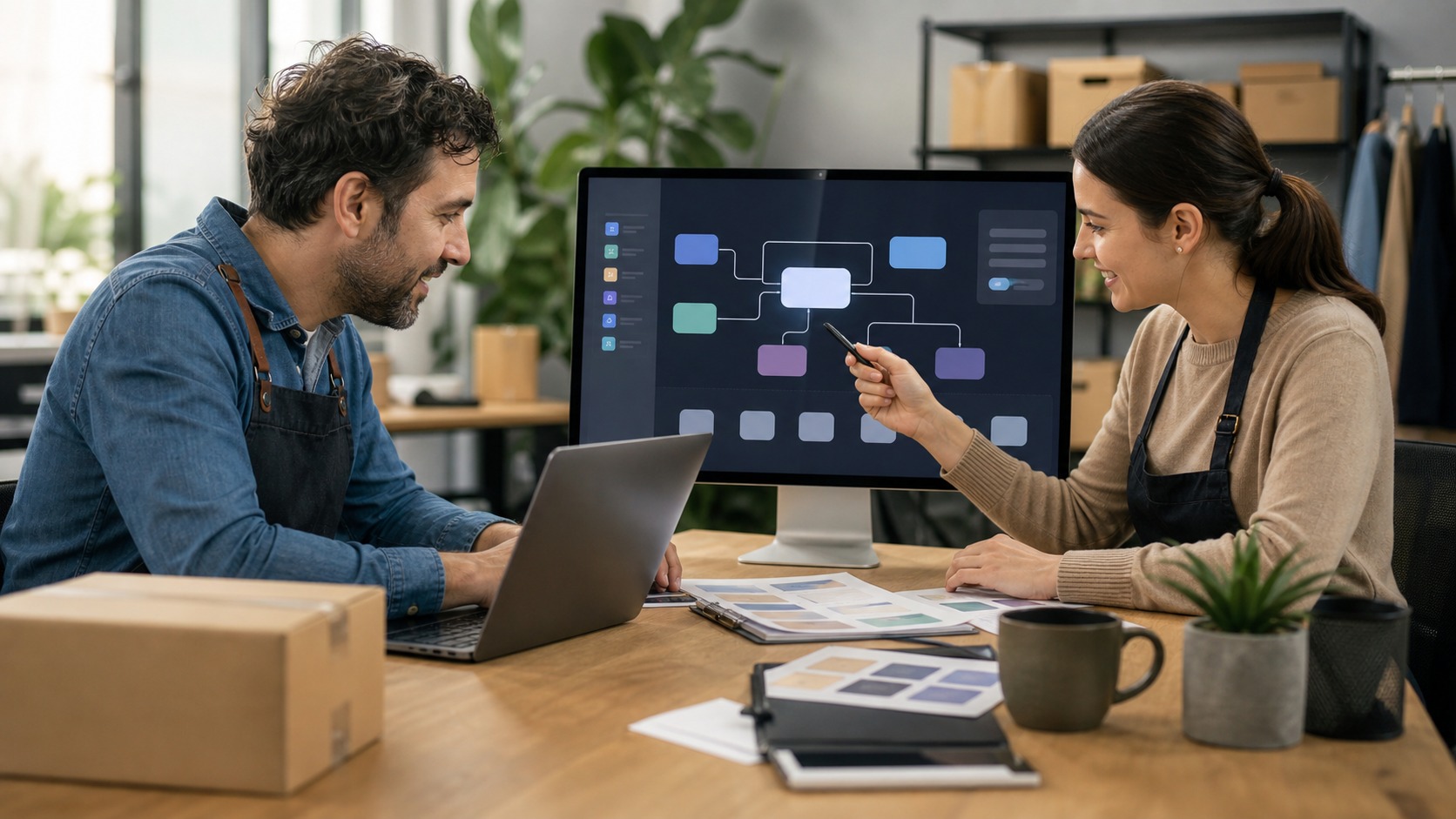 Photorealistic AI business featured image for Beginner's Guide to AI Automation for Small Businesses
