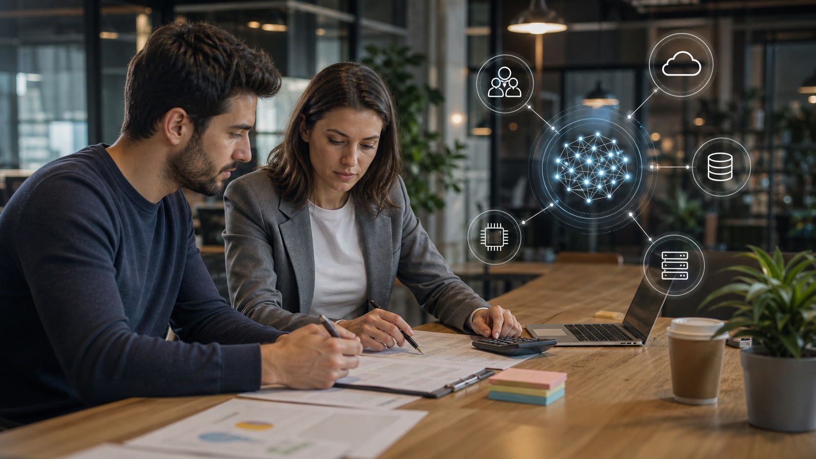 Photorealistic AI business featured image for Beginner's Guide to AI Startup Costs for Startups