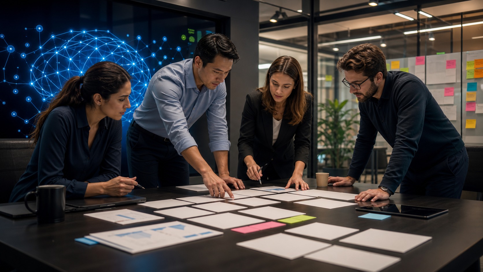 Photorealistic AI business featured image for How to Build a Business Plan Around AI First Companies